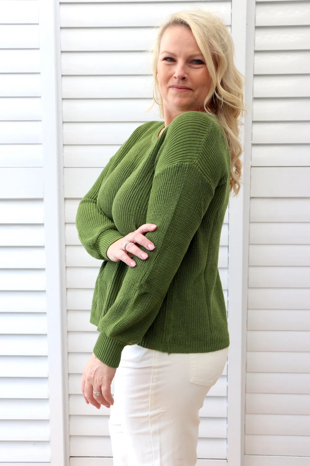 Zara Knit Sweater in Forest Green